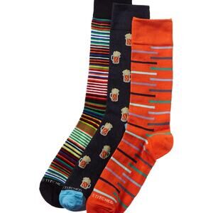 NWT Unisex Beer Mugs & Striped Multicolor Socks 3 pack Gift Box